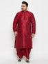 Vastramay Men's Plus Size Maroon Zari Weaved Kurta Dhoti Set